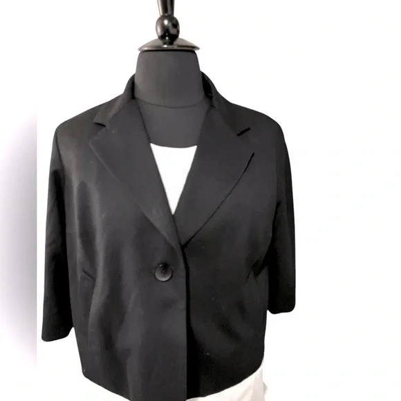 TALBOTS Elegant Career 99% Black Wool One Button Blazer Jacket Plus 16 Petite - Picture 11 of 12